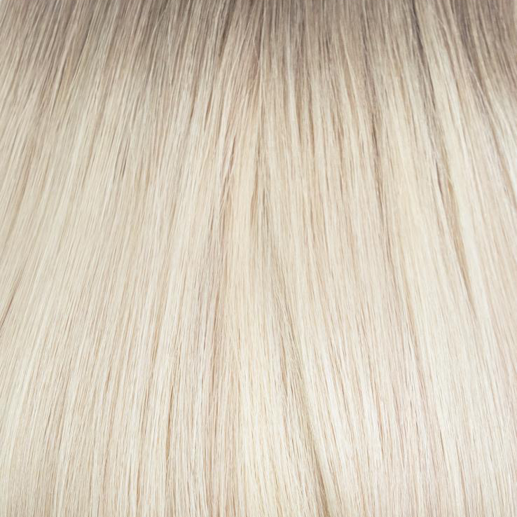 Close-up of light blonde hair strands